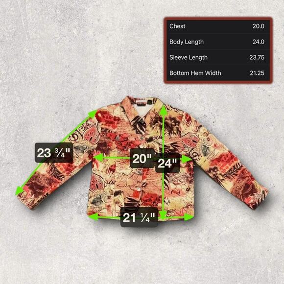 ★ ELCC Boho Hawaiian Tapestry Print Women’s Cropped Denim Jacket ★ - Picture 5 of 7